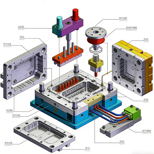 Spuitgieten van kunststof-elektrische dozen